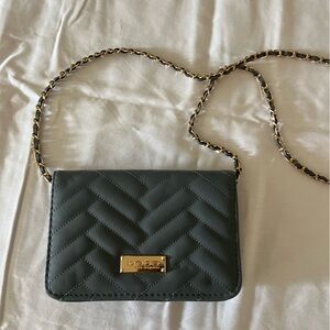 Aldo Black and Gold Quilted Clutch with Chain Strap